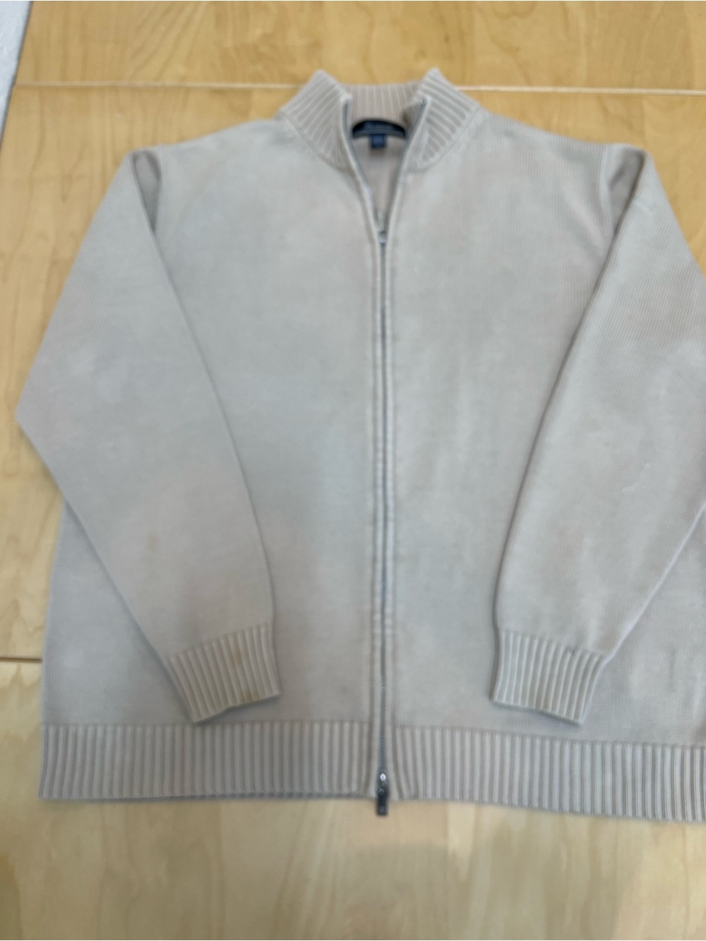 Faconnable Men's Cream 2 ways Full-Zip Sweater in 100% cotton